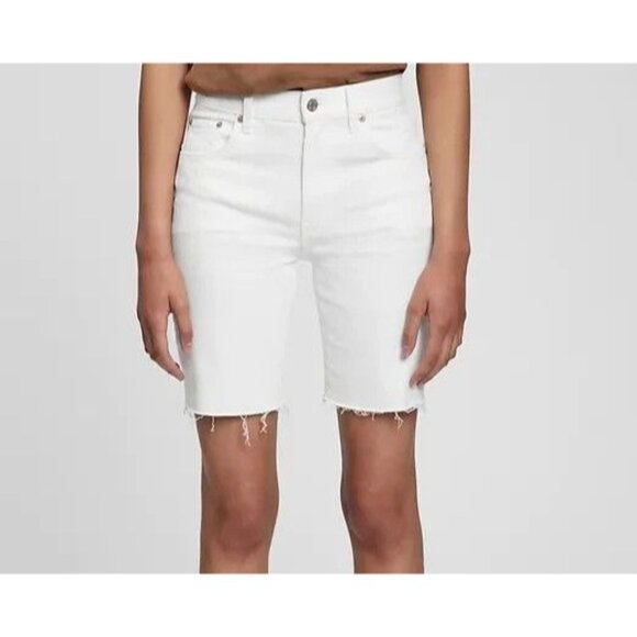 Mother The Looker Crop Jeans Fairest Off Them All White Denim Shorts Size 28 - Picture 16 of 16